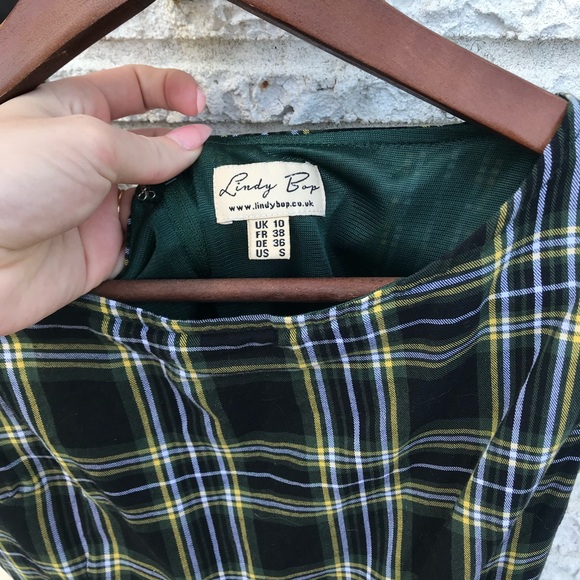 Lindy bop dress size small green plaid - Picture 2 of 2